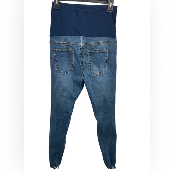 SHEIN Distressed Blue Maternity Skinny Jeans With Elastic Waist Band Sz(M) - Picture 2 of 3